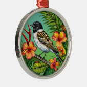 Bloem Siervogel Ornament Decoratief Ontwerp (Rechts)