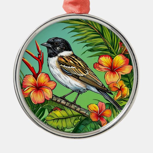 Bloem Siervogel Ornament Decoratief Ontwerp (Voorkant)