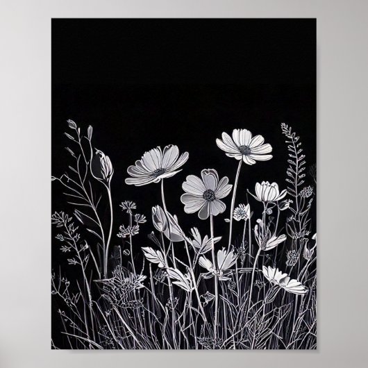 Bloem silhouet muur decor poster (Voorkant)