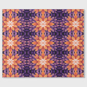 Bloem Sinaasappel Paarse en Wit Cadeaupapier (Vlak)