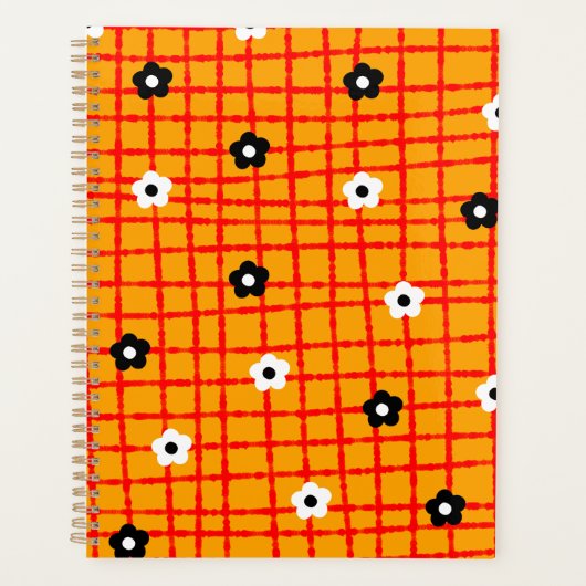 Bloem Sinaasappel Rood Check Pattern Planner (Voorkant)