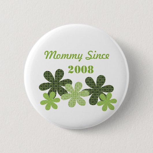  bloem sinds Button, groen Ronde Button 5,7 Cm (Voorkant)