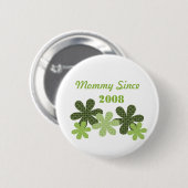  bloem sinds Button, groen Ronde Button 5,7 Cm (Voorkant /achterkant)