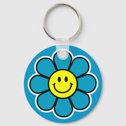 Bloem Sleutelhanger (blauw) (Voorkant)