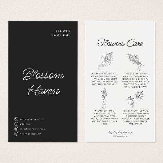 Bloem Snijbloemen Zorg Hang Label Bloemist Kaart (Voorkant /achterkant)