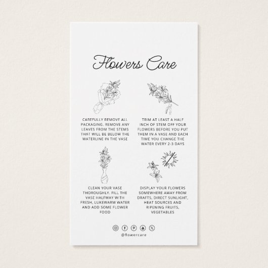 Bloem Snijbloemen Zorg Hang Label Bloemist Kaart (Achterkant)