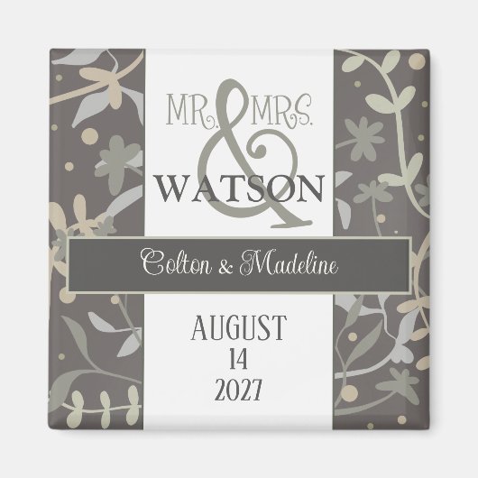 Bloem Sprigs Modern Inspirerend Eenvoudig Elegant Magneet (Voorkant)