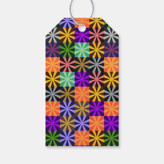 Bloem Ster Kleurrijk Patroon Cadeaulabel (Voorkant)