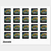 bloem sticker/label vierkante sticker (Vel)