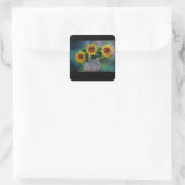 bloem sticker/label vierkante sticker (Tas)