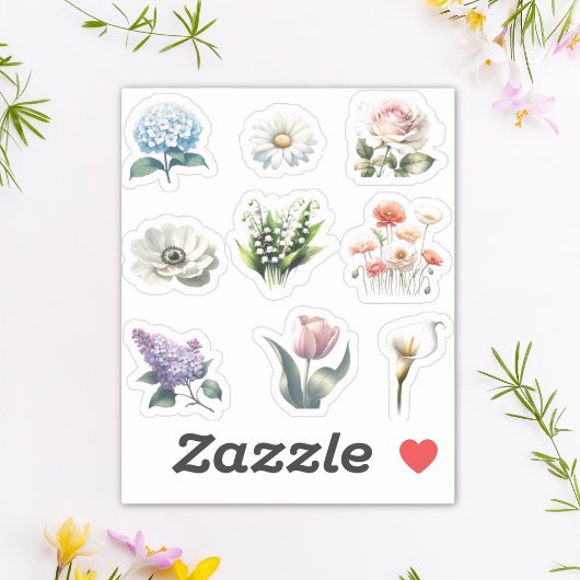 Bloem Sticker Pack Waterverf  Tuin Schattige