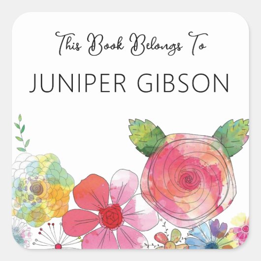 Bloem sticker sjabloon "Dit boek is van" (Voorkant)
