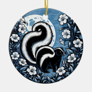 Bloem stinkdier kunstwerk stinkdieren bloemig keramisch ornament