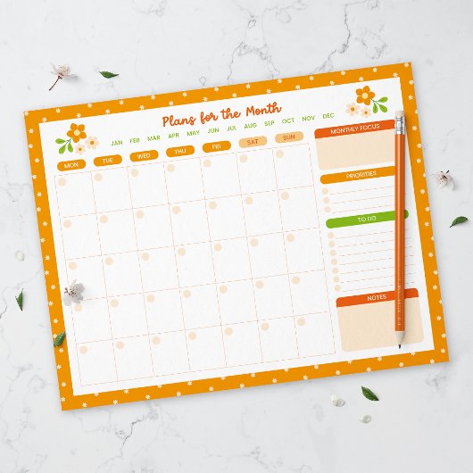 Bloem Stippen Maandelijkse Planner Notitieblok