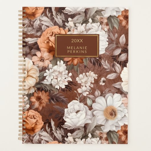  Bloem Stoffige Bruine Perzik Waterverf Bloem Planner (Voorkant)