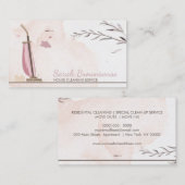 Bloem Stofzuiger Roze Huis Reiniging Visitekaartje (Voorkant / Achterkant)