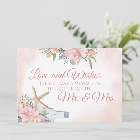 Bloem Strand Bericht in Fles Kaart (Staand voorkant)