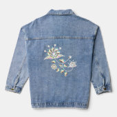 Bloem strass broche pastel roze wit blauwgroen denim jacket (Achterkant)