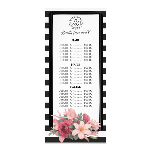 Bloem Strepen Salon Rekkaart Reclamekaart (Voorkant)