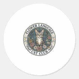 Bloem Taal Kat Kat Grafische Tee Kunst - Bloem L Ronde Sticker