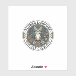 Bloem Taal Kat Kat Grafische Tee Kunst - Bloem L Sticker