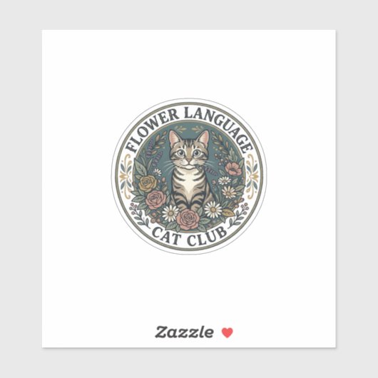 Bloem Taal Kat Kat Grafische Tee Kunst - Bloem L Sticker (Vel)