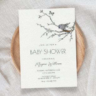 Bloem tak baby shower vogel kaart