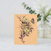 Bloem Tattoo in geel en Paars Briefkaart (Staand voorkant)