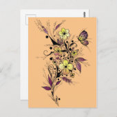 Bloem Tattoo in geel en Paars Briefkaart (Voorkant / Achterkant)
