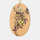 Bloem Tattoo in geel en Paars Keramisch Ornament (Links)