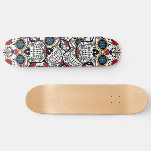 Bloem Tattoo Schedel Rozen Hart Skateboard Deck (Horizontaal)