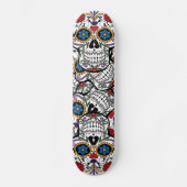 Bloem Tattoo Schedel Rozen Hart Skateboard Deck (Voorkant)