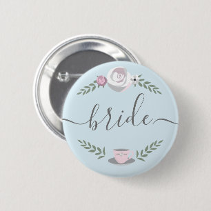 Bloem theekop illustratie Bruid Ronde Button 5,7 Cm