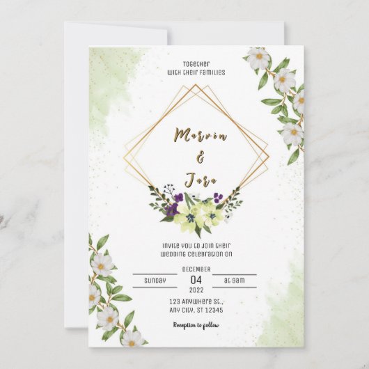 Bloem thema bruiloft kaart (Voorkant)