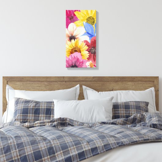 Bloem thema Waterverf canvas kunst (Insitu (Slaapkamer))