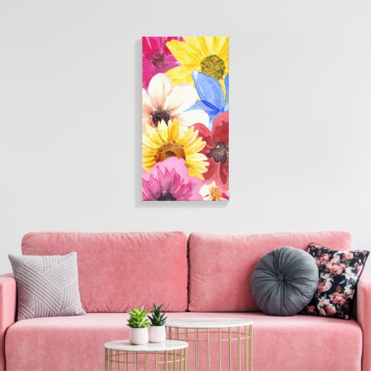 Bloem thema Waterverf canvas kunst (Insitu (Woonkamer))