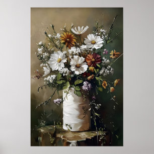 Bloem toiletpapierrol print, botanische badkamer poster
