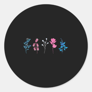 Bloem transgender trots, Lgbtq trans vlag bloem, Ronde Sticker
