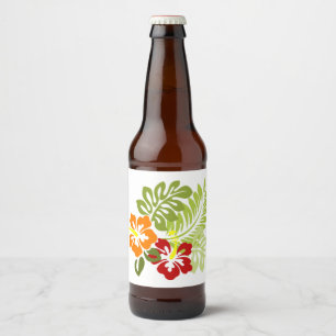Bloem Tropisch lekt Hibiscus Hawaii rood Sinaasapp Bier Etiket