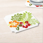 Bloem Tropisch lekt Hibiscus Hawaii rood Sinaasapp Kartonnen Onderzetters (Gekanteld)