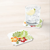 Bloem Tropisch lekt Hibiscus Hawaii rood Sinaasapp Kartonnen Onderzetters (Insitu)