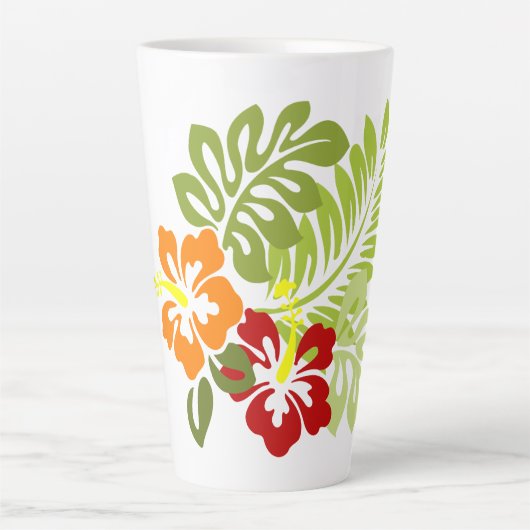 Bloem Tropisch lekt Hibiscus Hawaii rood Sinaasapp Latte Mok (Voorkant)