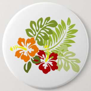 Bloem Tropisch lekt Hibiscus Hawaii rood Sinaasapp Ronde Button 6,0 Cm