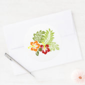 Bloem Tropisch lekt Hibiscus Hawaii rood Sinaasapp Ronde Sticker (Envelop)