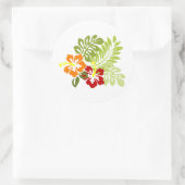 Bloem Tropisch lekt Hibiscus Hawaii rood Sinaasapp Ronde Sticker (Tas)