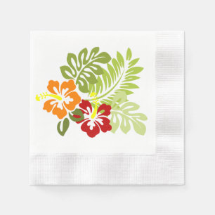Bloem Tropisch lekt Hibiscus Hawaii rood Sinaasapp Servet