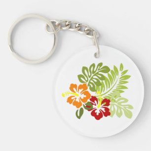 Bloem Tropisch lekt Hibiscus Hawaii rood Sinaasapp Sleutelhanger