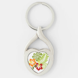 Bloem Tropisch lekt Hibiscus Hawaii rood Sinaasapp Sleutelhanger