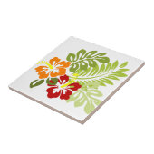 Bloem Tropisch lekt Hibiscus Hawaii rood Sinaasapp Tegeltje (Zijkant)