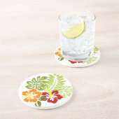 Bloem Tropisch lekt Hibiscus Hawaii rood Sinaasapp Zandsteen Onderzetter (Zijkant)